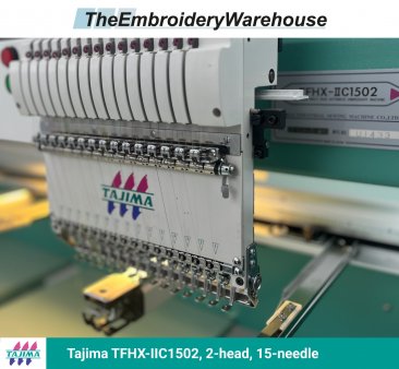 Tajima TFHX-IIC1502, 2-head, 15-needle, commercial embroidery machine