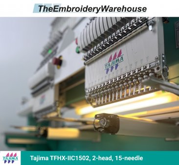 Tajima TFHX-IIC1502, 2-head, 15-needle, commercial embroidery machine