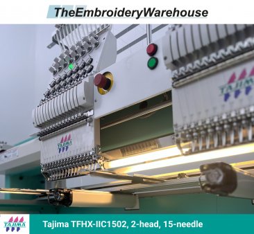 Tajima TFHX-IIC1502, 2-head, 15-needle, commercial embroidery machine