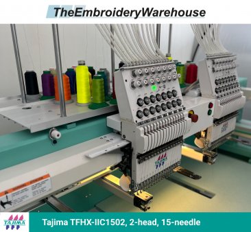 Tajima TFHX-IIC1502, 2-head, 15-needle, commercial embroidery machine