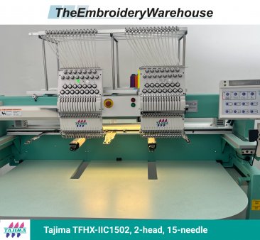 Tajima TFHX-IIC1502, 2-head, 15-needle, commercial embroidery machine