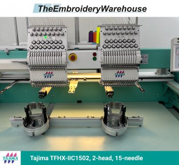 Tajima TFHX-IIC1502, 2-head, 15-needle, commercial embroidery machine