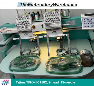 Tajima TFHX-IIC1502, 2-head, 15-needle, commercial embroidery machine