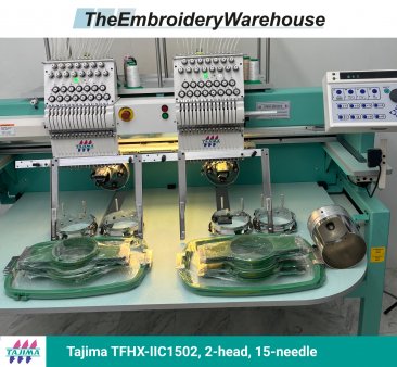 Tajima TFHX-IIC1502, 2-head, 15-needle, commercial embroidery machine