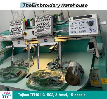 Tajima TFHX-IIC1502, 2-head, 15-needle, commercial embroidery machine