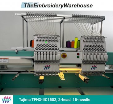 Tajima TFHX-IIC1502, 2-head, 15-needle, commercial embroidery machine