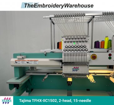 Tajima TFHX-IIC1502, 2-head, 15-needle, commercial embroidery machine