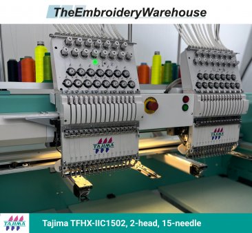 Tajima TFHX-IIC1502, 2-head, 15-needle, commercial embroidery machine