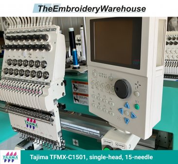 Tajima TFMX-C1501, single-head, 15-needle, commercial embroidery machine