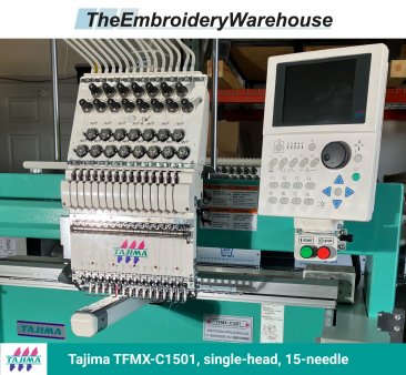 Tajima TFMX-C1501, single-head, 15-needle, commercial embroidery machine