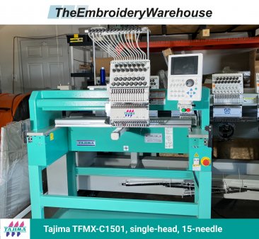 Tajima TFMX-C1501, single-head, 15-needle, commercial embroidery machine