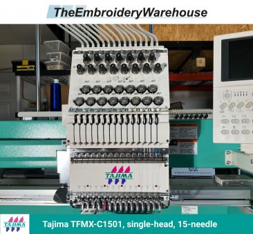 Tajima TFMX-C1501, single-head, 15-needle, commercial embroidery machine