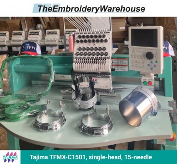 Tajima TFMX-C1501, single-head, 15-needle, commercial embroidery machine