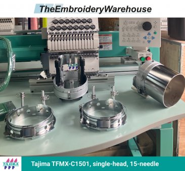 Tajima TFMX-C1501, single-head, 15-needle, commercial embroidery machine