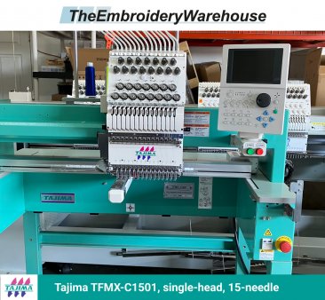 Tajima TFMX-C1501, single-head, 15-needle, commercial embroidery machine