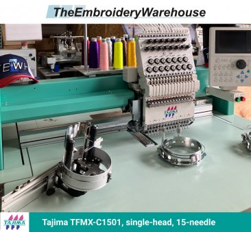 Tajima TFMX-C1501, single-head, 15-needle, commercial embroidery machine