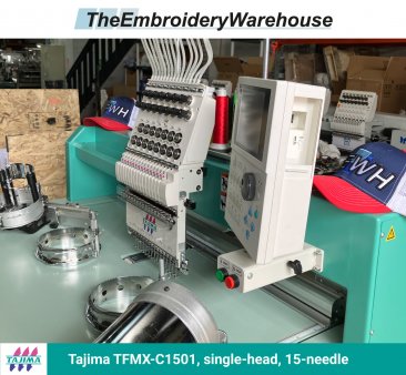 Tajima TFMX-C1501, single-head, 15-needle, commercial embroidery machine