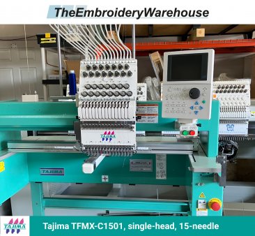 Tajima TFMX-C1501, single-head, 15-needle, commercial embroidery machine