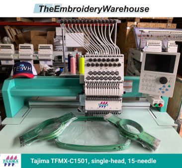 Tajima TFMX-C1501, single-head, 15-needle, commercial embroidery machine