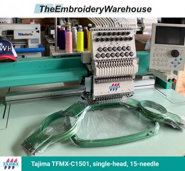 Tajima TFMX-C1501, single-head, 15-needle, commercial embroidery machine