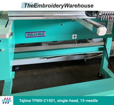 Tajima TFMX-C1501, single-head, 15-needle, commercial embroidery machine