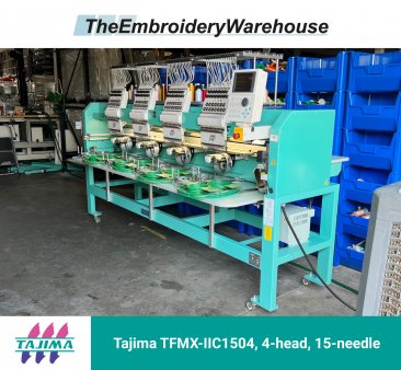 Tajima TFMX-IIC1504, 4-head, 15-needle, commercial embroidery machine