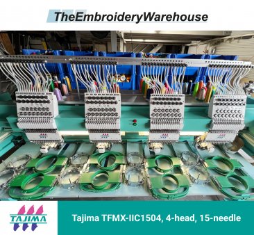 Tajima TFMX-IIC1504, 4-head, 15-needle, commercial embroidery machine