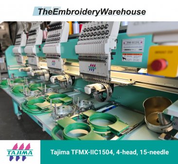 Tajima TFMX-IIC1504, 4-head, 15-needle, commercial embroidery machine