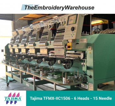 Tajima TFMX-IIC1506, 6-head, 15-needle, commercial embroidery machine