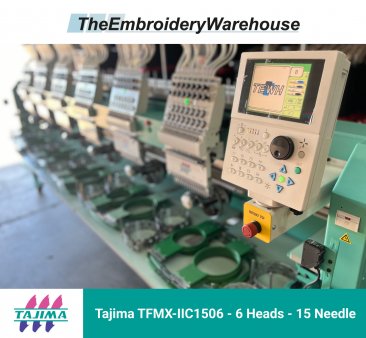 Tajima TFMX-IIC1506, 6-head, 15-needle, commercial embroidery machine