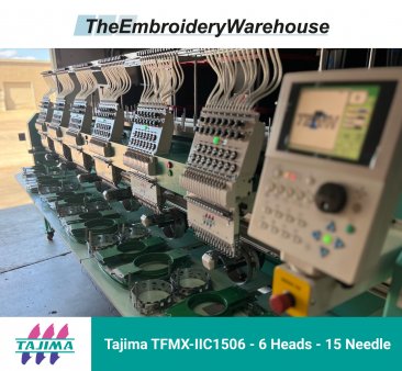 Tajima TFMX-IIC1506, 6-head, 15-needle, commercial embroidery machine