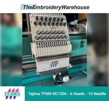 Tajima TFMX-IIC1506, 6-head, 15-needle, commercial embroidery machine