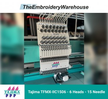 Tajima TFMX-IIC1506, 6-head, 15-needle, commercial embroidery machine