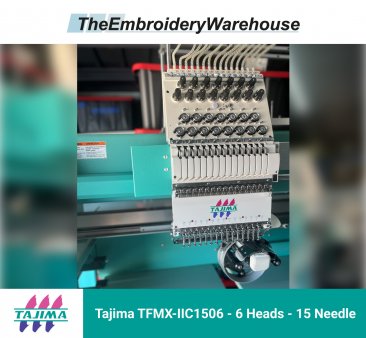 Tajima TFMX-IIC1506, 6-head, 15-needle, commercial embroidery machine