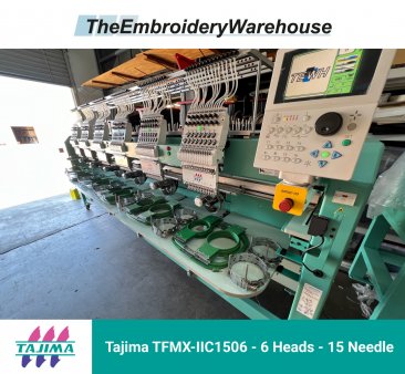 Tajima TFMX-IIC1506, 6-head, 15-needle, commercial embroidery machine