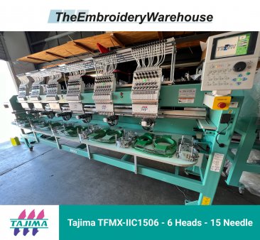 Tajima TFMX-IIC1506, 6-head, 15-needle, commercial embroidery machine