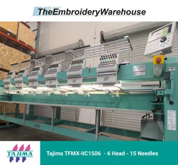 Tajima TFMX-IIC1506 - 6 Heads - 15 Needles Commercial Embroidery Machine