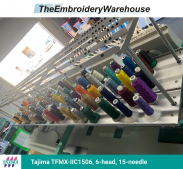 Tajima TFMX-IIC1506, 6-head, 15-needle, commercial embroidery machine