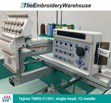 Tajima TMEX-C1201, single-head, 12-needle, commercial embroidery machine