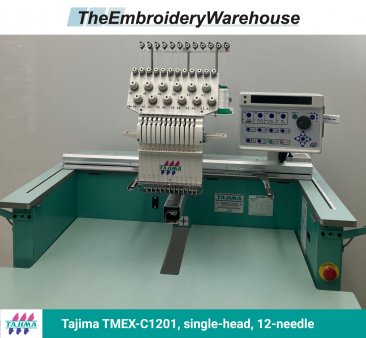 Tajima TMEX-C1201, single-head, 12-needle, commercial embroidery machine