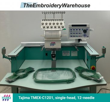 Tajima TMEX-C1201, single-head, 12-needle, commercial embroidery machine