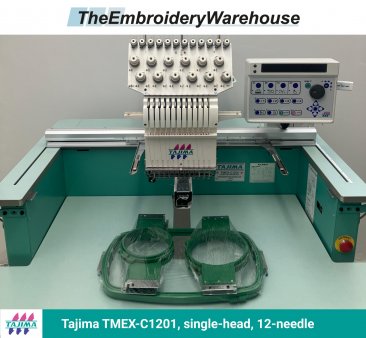 Tajima TMEX-C1201, single-head, 12-needle, commercial embroidery machine