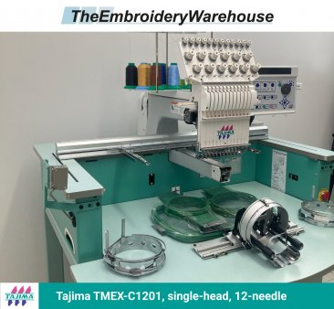 Tajima TMEX-C1201, single-head, 12-needle, commercial embroidery machine