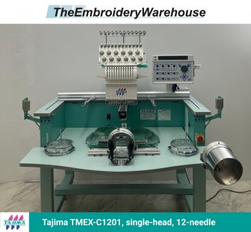 Tajima TMEX-C1201, single-head, 12-needle, commercial embroidery machine