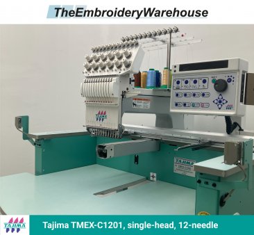 Tajima TMEX-C1201, single-head, 12-needle, commercial embroidery machine