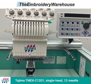 Tajima TMEX-C1201, single-head, 12-needle, commercial embroidery machine