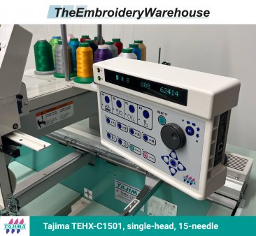 Tajima TMEX-C1501, single-head, 15-needle, commercial embroidery machine