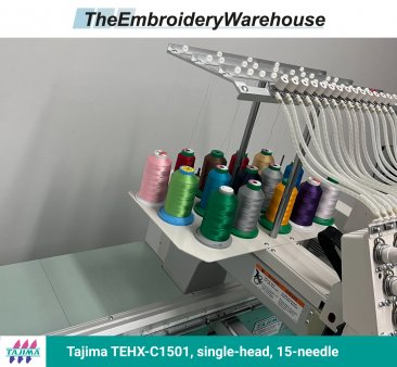 Tajima TMEX-C1501, single-head, 15-needle, commercial embroidery machine