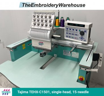 Tajima TMEX-C1501, single-head, 15-needle, commercial embroidery machine