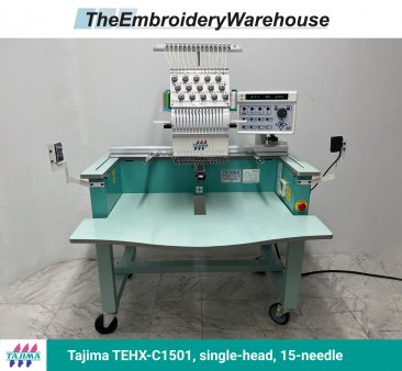 Tajima TMEX-C1501, single-head, 15-needle, commercial embroidery machine